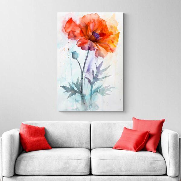 tableau aquarelle coquelicots canape