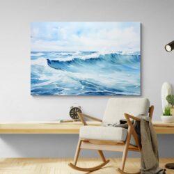 tableau aquarelle mer mur clair