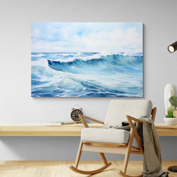 tableau aquarelle mer mur clair