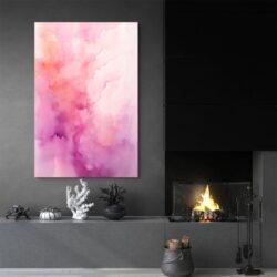 tableau aquarelle rose cheminee