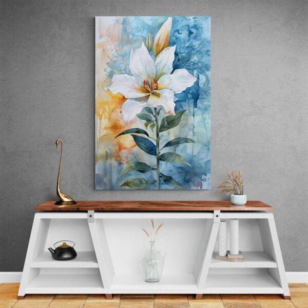 tableau fleur aquarelle mur gris