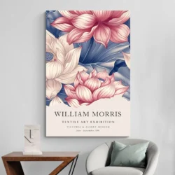 Affiche William Morris Lotus Rose et Blanche deco minimaliste 1.webp