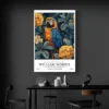 Affiche William Morris Perroquet Bleu salon noir 1.webp