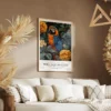 Affiche William Morris Perroquet Bleu salon taupe 1.webp