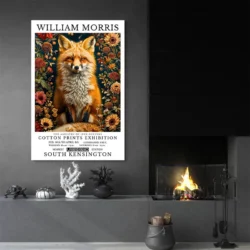 Affiche William Morris Renard et Fleurs salon noir 1.webp