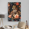 Tableau William Morris Leopard et Fleurs decoration moderne 1.webp