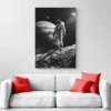 Tableau Cosmonaute Noir et Blanc canape 1.webp