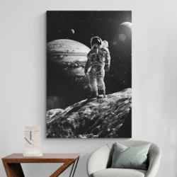 Tableau Cosmonaute Noir et Blanc deco minimaliste 1.webp