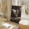 Tableau Cosmonaute Noir et Blanc salon boheme 1.webp