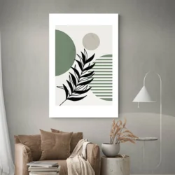 tableau abstrait feuille vert decoration 1.webp
