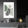 tableau abstrait feuille vert salon noir 1.webp