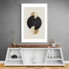 tableau abstrait gris et jaune mur gris 1.webp