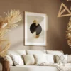 tableau abstrait gris et jaune salon taupe 1.webp