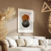 tableau abstrait gris et orange salon taupe 1.webp