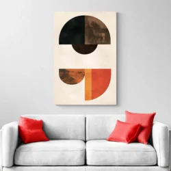 tableau abstrait gris orange et jaune canape 1.webp