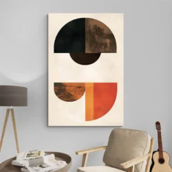 tableau abstrait gris orange et jaune decoration moderne 1.webp