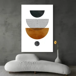 tableau abstrait marron et noir canape blanc 1.webp