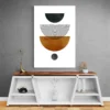 tableau abstrait marron et noir mur gris 1.webp