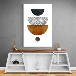 tableau abstrait marron et noir mur gris 1.webp
