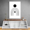 tableau abstrait mid century noir mur gris 1.webp