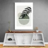 tableau abstrait vert pastel mur gris 1.webp