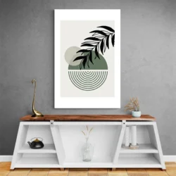 tableau abstrait vert pastel mur gris 1.webp