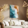 tableau vagues et plage salon taupe 1.webp
