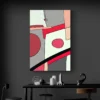 Tableau Abstrait Rouge et Gris bureau noir