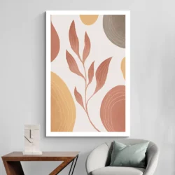 Tableau Abstrait feuille Terracotta mur blanc