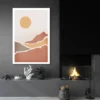 Tableau Abstrait paysage Terracotta salon moderne noir