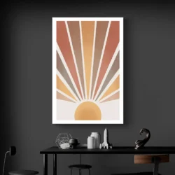 Tableau Abstrait soleil Terracotta bureau noir