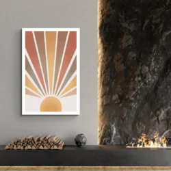 Tableau Abstrait soleil Terracotta salon pierre
