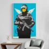 Tableau Banksy Police mur blanc