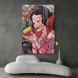 Tableau Cendrillon Street Art salon moderne gris