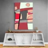 Tableau Rouge et Gris Abstrait salon gris