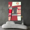 Tableau Rouge et Gris Abstrait salon moderne gris