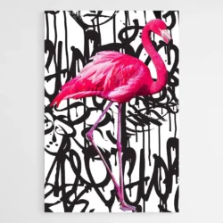 Tableau avec flamant rose 1