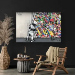 Tableau20Street20Art20Graffiti20Banksy mur noir.webp