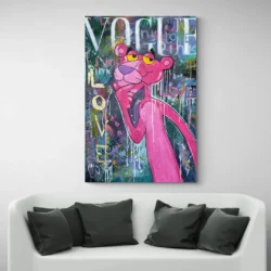 panthere rose street art canape blanc