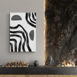 tableau abstrait blanc et noir salon pierre