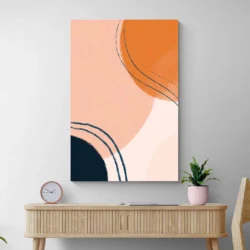 tableau abstrait couleur pastel salon bois
