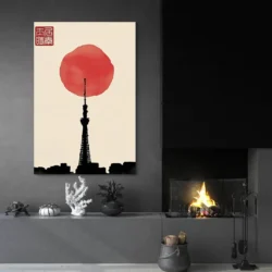 tableau abstrait japonais salon moderne noir 1.webp