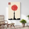 tableau abstrait japonais salon plante 1.webp
