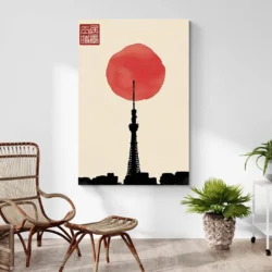 tableau abstrait japonais salon plante 1.webp