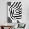 tableau abstrait noir et blanc gris mur blanc