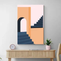 tableau architecture design orange salon bois