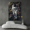 tableau astronaute fleurs salon moderne gris 1.webp