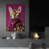tableau chat bengal salon moderne noir 1.webp