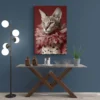 tableau chat elegant mur bleu 1.webp