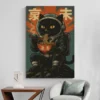 tableau chat japonais mur blanc 1.webp